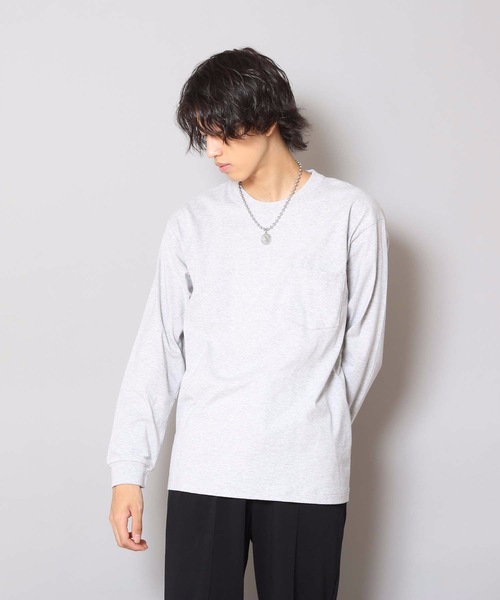 HANES(ヘインズ)の「【HANES/ヘインズ】BEEFY L/S POCK-TEE H5196 ビーフィー ポケット付き ロンT 無地 ユニセックス(Tシャツ/カットソー・メンズ・ホワイト/ブラック/ネイビー/グレー/チャコールグレー・MEDIUM/X-LARGE/LARGE/SMALL/X-SMALL)」の4枚目の写真