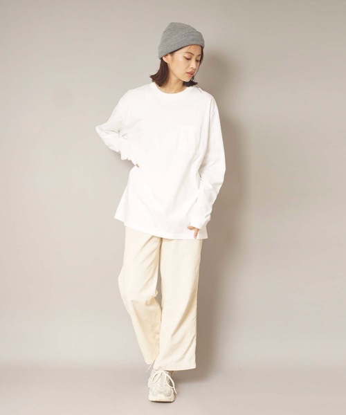 HANES(ヘインズ)の「【HANES/ヘインズ】BEEFY L/S POCK-TEE H5196 ビーフィー ポケット付き ロンT 無地 ユニセックス(Tシャツ/カットソー・メンズ・ホワイト/ブラック/ネイビー/グレー/チャコールグレー・MEDIUM/X-LARGE/LARGE/SMALL/X-SMALL)」の6枚目の写真
