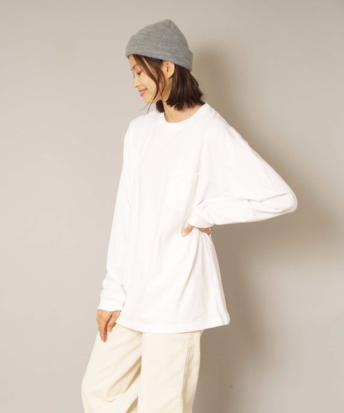 HANES(ヘインズ)の「【HANES/ヘインズ】BEEFY L/S POCK-TEE H5196 ビーフィー ポケット付き ロンT 無地 ユニセックス(Tシャツ/カットソー・メンズ・ホワイト/ブラック/ネイビー/グレー/チャコールグレー・MEDIUM/X-LARGE/LARGE/SMALL/X-SMALL)」の9枚目の写真
