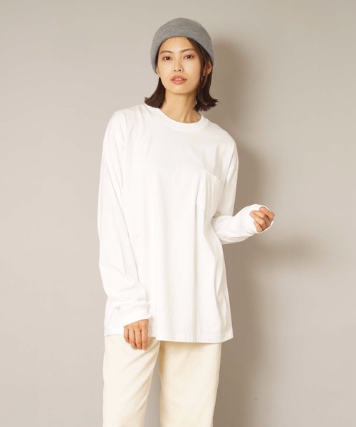 HANES(ヘインズ)の「【HANES/ヘインズ】BEEFY L/S POCK-TEE H5196 ビーフィー ポケット付き ロンT 無地 ユニセックス(Tシャツ/カットソー・メンズ・ホワイト/ブラック/ネイビー/グレー/チャコールグレー・MEDIUM/X-LARGE/LARGE/SMALL/X-SMALL)」の8枚目の写真