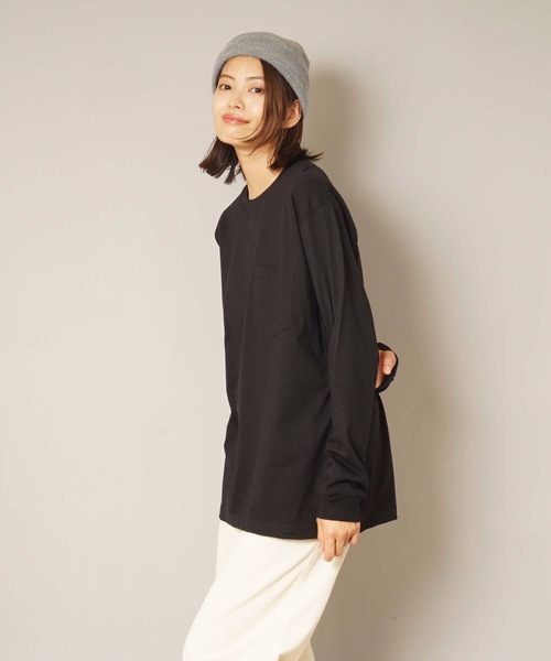 HANES(ヘインズ)の「【HANES/ヘインズ】BEEFY L/S POCK-TEE H5196 ビーフィー ポケット付き ロンT 無地 ユニセックス(Tシャツ/カットソー・メンズ・ホワイト/ブラック/ネイビー/グレー/チャコールグレー・MEDIUM/X-LARGE/LARGE/SMALL/X-SMALL)」の14枚目の写真