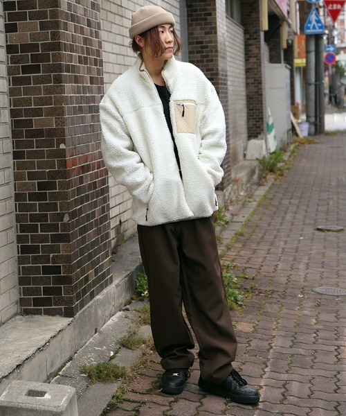 ZIP FIVE(ジップファイブ)の「シープボアフリーススタンドブルゾンジャケット(ブルゾン・レディース・ベージュ系/ブラウン/キャメル/ブラック/アイボリー/ブルー系/グリーン/ベージュ/ブラック系/パープル/ブラウン系・LARGE/MEDIUM/X-LARGE)」の12枚目の写真