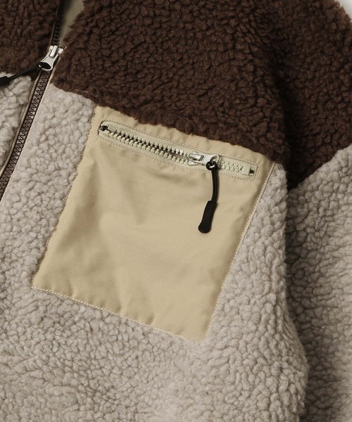 ZIP FIVE(ジップファイブ)の「シープボアフリーススタンドブルゾンジャケット(ブルゾン・レディース・ベージュ系/ブラウン/キャメル/ブラック/アイボリー/ブルー系/グリーン/ベージュ/ブラック系/パープル/ブラウン系・LARGE/MEDIUM/X-LARGE)」の18枚目の写真