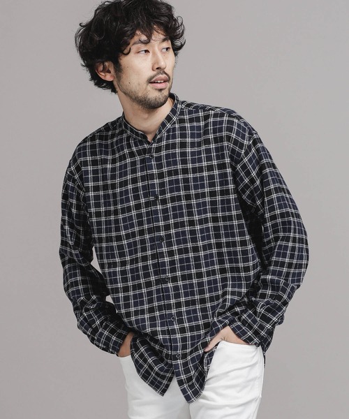 セール Fine Flannel バンドカラーチェックシャツ シャツ ブラウス Nano Universe ナノユニバース のファッション通販 Zozotown
