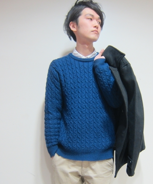 GIORDANO（ジョルダーノ）の「[GIORDANO]ローゲージケーブルニット（ニット/セーター・メンズ・ブルー/ブルー系その他/レッド/ホワイト/グレー/ダークグレー・LARGE/MEDIUM）」の5枚目の写真