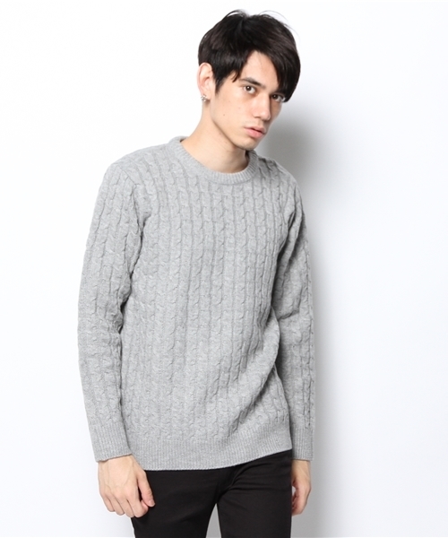 GIORDANO（ジョルダーノ）の「[GIORDANO]ローゲージケーブルニット（ニット/セーター・メンズ・ブルー/ブルー系その他/レッド/ホワイト/グレー/ダークグレー・LARGE/MEDIUM）」の3枚目の写真