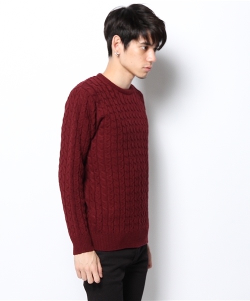 GIORDANO（ジョルダーノ）の「[GIORDANO]ローゲージケーブルニット（ニット/セーター・メンズ・ブルー/ブルー系その他/レッド/ホワイト/グレー/ダークグレー・LARGE/MEDIUM）」の8枚目の写真