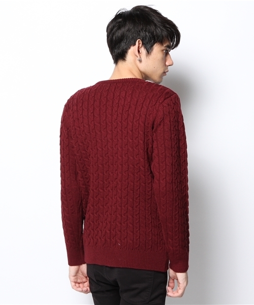 GIORDANO（ジョルダーノ）の「[GIORDANO]ローゲージケーブルニット（ニット/セーター・メンズ・ブルー/ブルー系その他/レッド/ホワイト/グレー/ダークグレー・LARGE/MEDIUM）」の9枚目の写真