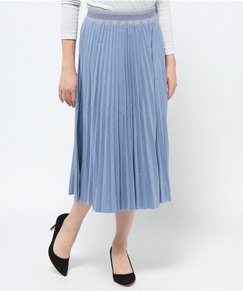 ROSE BUD（ローズバッド）の「【GLITTER掲載】S-LCTB-14203 PLEATED LONG SKIRT（スカート・レディース・グレー/レッド系その他/ネイビー/ライトブルー・ONE SIZE）」の3枚目の写真