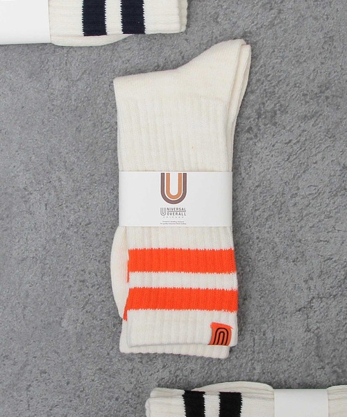 UNIVERSAL OVERALL（ユニバーサルオーバーオール）の「UNIVERSAL OVERALL / ユニバーサルオーバーオール / ライン クルーソックス / スニーカーソックス（ソックス/靴下・メンズ・ホワイト系その他/ホワイト系その他2/ホワイト系その他3・FREE）」の3枚目の写真