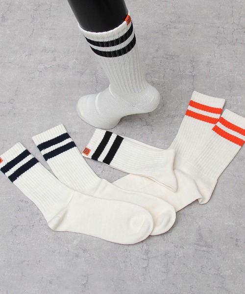 UNIVERSAL OVERALL（ユニバーサルオーバーオール）の「UNIVERSAL OVERALL / ユニバーサルオーバーオール / ライン クルーソックス / スニーカーソックス（ソックス/靴下・メンズ・ホワイト系その他/ホワイト系その他2/ホワイト系その他3・FREE）」の7枚目の写真