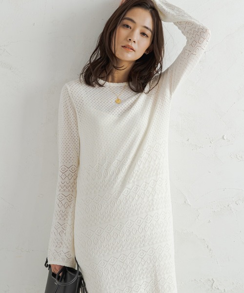 Loungedress ラウンジドレス のファッション カギ針風ワンピース ワンピース Loungedress ラウンジドレス のファッション カギ針風ワンピース ワンピース