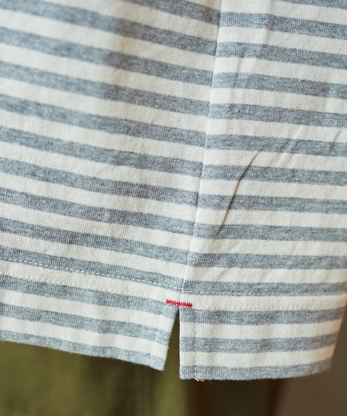 PAR ICI（パーリッシィ）の「ボーダー配色バインダー 5分袖BIG Tシャツ（Tシャツ/カットソー・レディース・ブルー/グレー/ネイビー/レッド/その他/パープル/グリーン・FREE）」の8枚目の写真