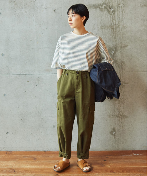 PAR ICI（パーリッシィ）の「ボーダー配色バインダー 5分袖BIG Tシャツ（Tシャツ/カットソー・レディース・ブルー/グレー/ネイビー/レッド/その他/パープル/グリーン・FREE）」の17枚目の写真