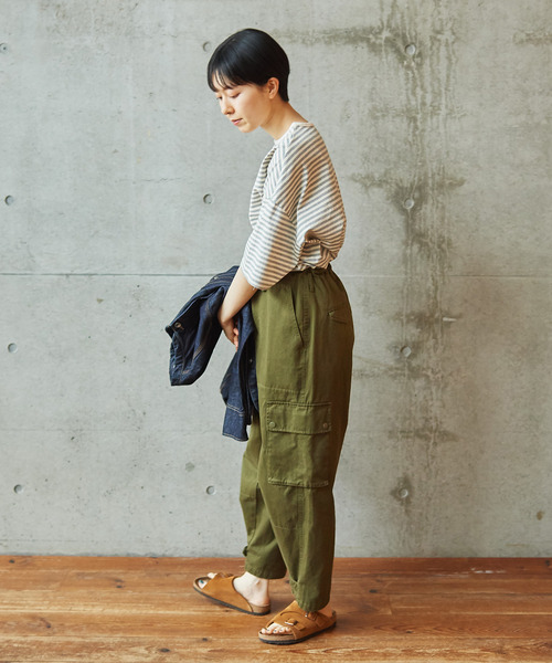 PAR ICI（パーリッシィ）の「ボーダー配色バインダー 5分袖BIG Tシャツ（Tシャツ/カットソー・レディース・ブルー/グレー/ネイビー/レッド/その他/パープル/グリーン・FREE）」の16枚目の写真