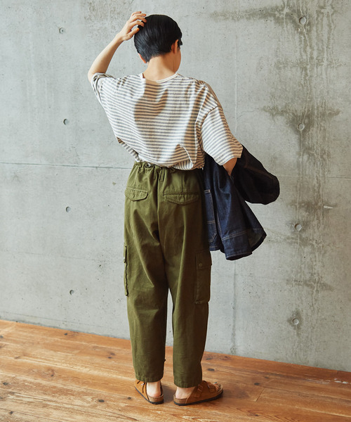 PAR ICI（パーリッシィ）の「ボーダー配色バインダー 5分袖BIG Tシャツ（Tシャツ/カットソー・レディース・ブルー/グレー/ネイビー/レッド/その他/パープル/グリーン・FREE）」の15枚目の写真