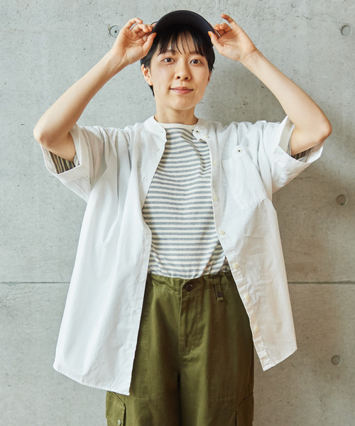 PAR ICI（パーリッシィ）の「ボーダー配色バインダー 5分袖BIG Tシャツ（Tシャツ/カットソー・レディース・ブルー/グレー/ネイビー/レッド/その他/パープル/グリーン・FREE）」の14枚目の写真