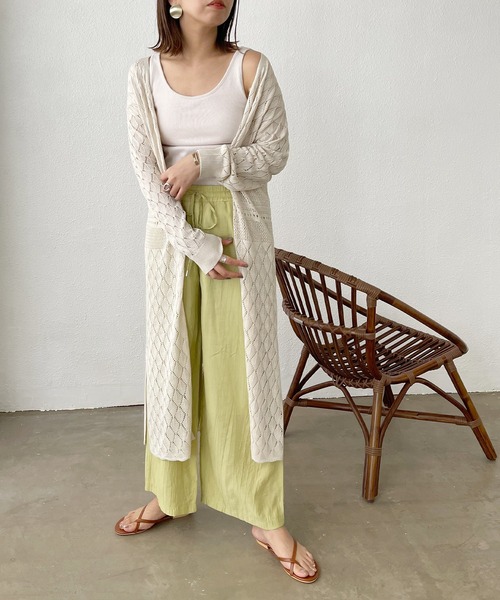 Shelly island（シェリーアイランド）の「カギアミロングカーディガン（カーディガン/ボレロ・レディース・ホワイト/ブラック/グリーン・FREE）」の12枚目の写真