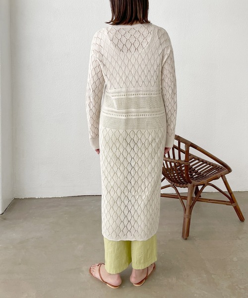 Shelly island（シェリーアイランド）の「カギアミロングカーディガン（カーディガン/ボレロ・レディース・ホワイト/ブラック/グリーン・FREE）」の20枚目の写真