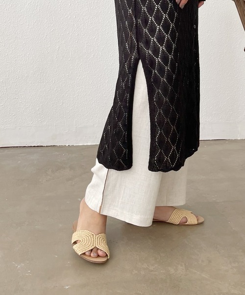 Shelly island（シェリーアイランド）の「カギアミロングカーディガン（カーディガン/ボレロ・レディース・ホワイト/ブラック/グリーン・FREE）」の11枚目の写真