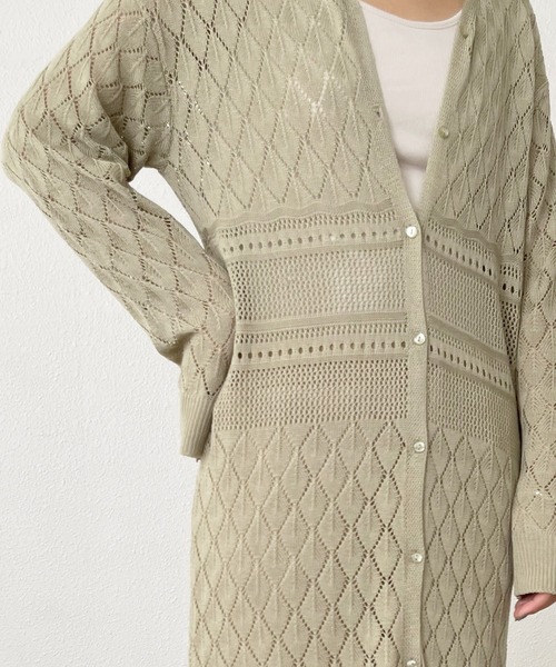 Shelly island（シェリーアイランド）の「カギアミロングカーディガン（カーディガン/ボレロ・レディース・ホワイト/ブラック/グリーン・FREE）」の17枚目の写真