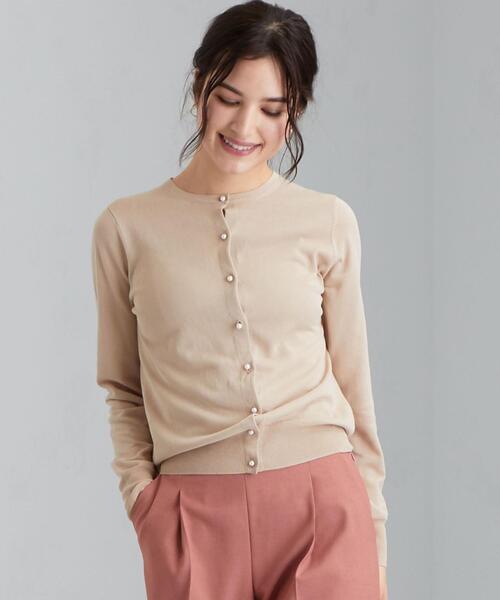 green label relaxing（グリーンレーベルリラクシング）の「[ 手洗い可能 ] D IC FPB カーディガン（カーディガン/ボレロ・レディース・ブラウン/ベージュ/ネイビー/ライトブルー/ホワイト・40/38）」の4枚目の写真