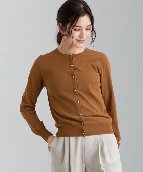 green label relaxing（グリーンレーベルリラクシング）の「[ 手洗い可能 ] D IC FPB カーディガン（カーディガン/ボレロ・レディース・ブラウン/ベージュ/ネイビー/ライトブルー/ホワイト・40/38）」の3枚目の写真