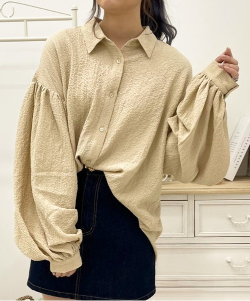 apres jour(アプレジュール)の「リップルクロスルーズシャツ【ZOZOTOWN限定アイテム】(シャツ/ブラウス・レディース・ライトベージュ/ブラウン系その他/カーキ・フリー/X-LARGE)」の1枚目の写真