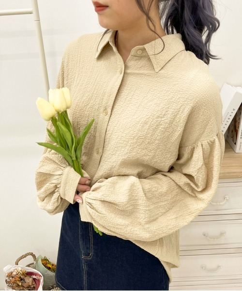 apres jour(アプレジュール)の「リップルクロスルーズシャツ【ZOZOTOWN限定アイテム】(シャツ/ブラウス・レディース・ライトベージュ/ブラウン系その他/カーキ・フリー/X-LARGE)」の9枚目の写真