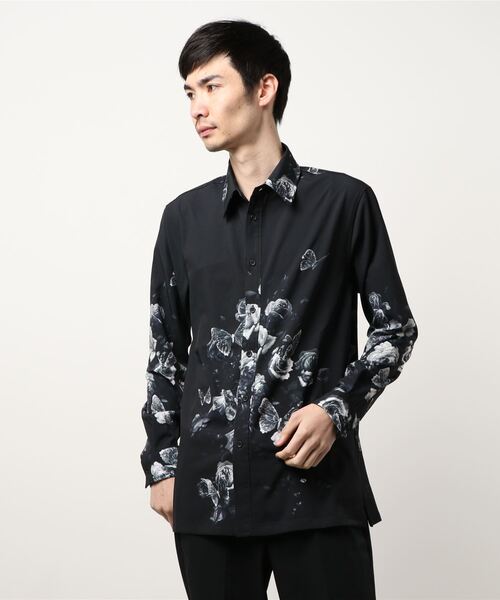 SHELLAC（シェラック）の「シェラック/SHELLAC　ローズ＆バタフライプリント 長袖シャツ（シャツ/ブラウス・メンズ・ブラック/ブルー・MEDIUM/LARGE）」の2枚目の写真