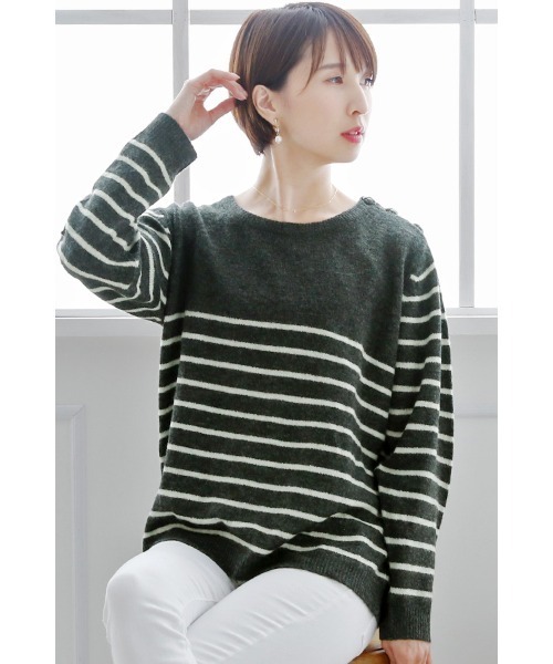 クラシックボーダーニット(ニット/セーター)|ElegChic(エレグシック)