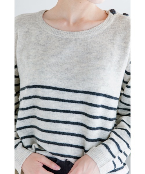 ElegChic(エレグシック)の「クラシックボーダーニット(ニット/セーター・レディース・ホワイト/グレー・XL/4L/M)」の20枚目の写真