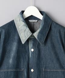 (20日迄)オーラリー　サンフェードブリーチ　デニムシャツブルゾン　サイズ1 AURALEE SUN FADE BLEACH LIGHT DENIM SHIRTS BLOUSON/5P PANTS