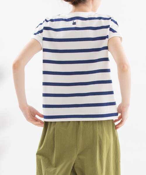 nop de nod(ノップドゥノッド)の「USコットンフレンチスリーブTシャツ(Tシャツ/カットソー・レディース・スミクロ/オフホワイト/ダークブルー/ダークグレー/ブルー/ブラック/ダークベージュ/グレイッシュブルー/インディゴブルー・3)」の10枚目の写真