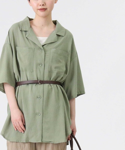 RAG MACHINE（ラグマシーン）の「【RAG MACHINE】ベルト付き半袖シャツ（シャツ/ブラウス・レディース・ベージュ/オリーブ/オフホワイト・M/L）」の16枚目の写真