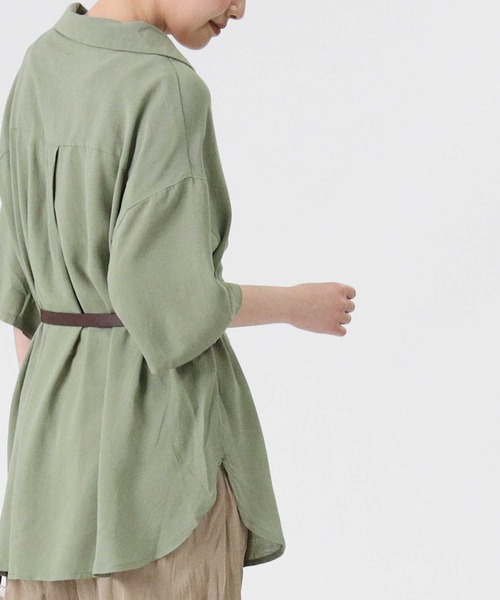 RAG MACHINE（ラグマシーン）の「【RAG MACHINE】ベルト付き半袖シャツ（シャツ/ブラウス・レディース・ベージュ/オリーブ/オフホワイト・M/L）」の18枚目の写真