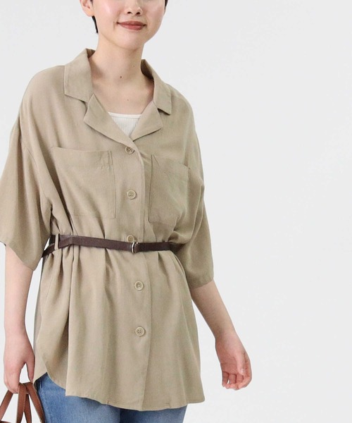 RAG MACHINE（ラグマシーン）の「【RAG MACHINE】ベルト付き半袖シャツ（シャツ/ブラウス・レディース・ベージュ/オリーブ/オフホワイト・M/L）」の14枚目の写真