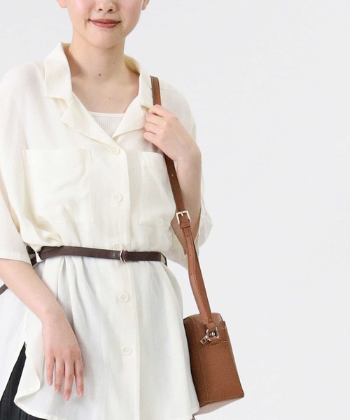 RAG MACHINE（ラグマシーン）の「【RAG MACHINE】ベルト付き半袖シャツ（シャツ/ブラウス・レディース・ベージュ/オリーブ/オフホワイト・M/L）」の7枚目の写真