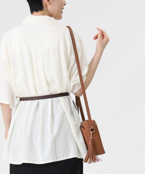 RAG MACHINE（ラグマシーン）の「【RAG MACHINE】ベルト付き半袖シャツ（シャツ/ブラウス・レディース・ベージュ/オリーブ/オフホワイト・M/L）」の9枚目の写真