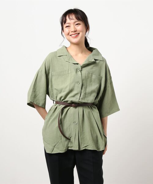 RAG MACHINE（ラグマシーン）の「【RAG MACHINE】ベルト付き半袖シャツ（シャツ/ブラウス・レディース・ベージュ/オリーブ/オフホワイト・M/L）」の20枚目の写真