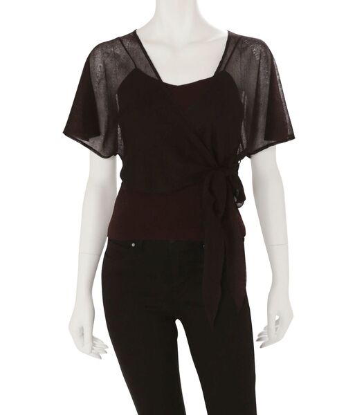 MERCURYDUO（マーキュリーデュオ）の「インナーキャミ付シアーカシュクールニット（ニット/セーター・レディース・ベージュ/ブラウン・FREE）」の2枚目の写真