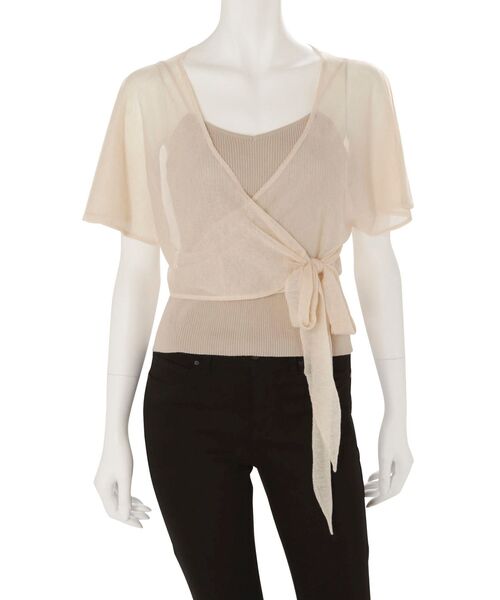 MERCURYDUO（マーキュリーデュオ）の「インナーキャミ付シアーカシュクールニット（ニット/セーター・レディース・ベージュ/ブラウン・FREE）」の3枚目の写真