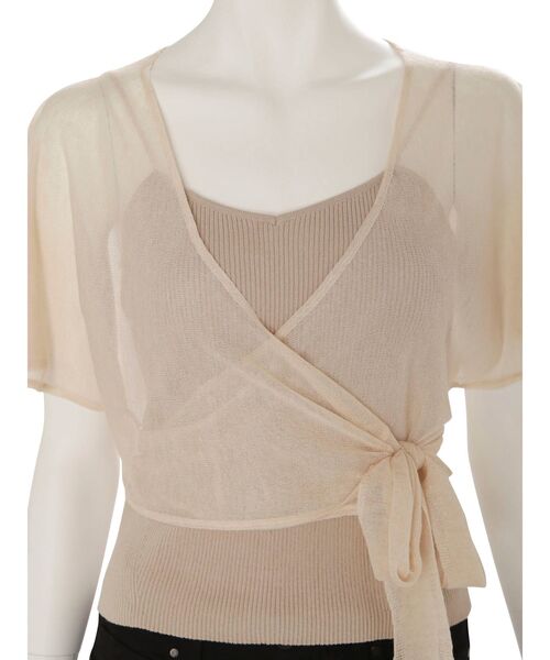 MERCURYDUO（マーキュリーデュオ）の「インナーキャミ付シアーカシュクールニット（ニット/セーター・レディース・ベージュ/ブラウン・FREE）」の6枚目の写真