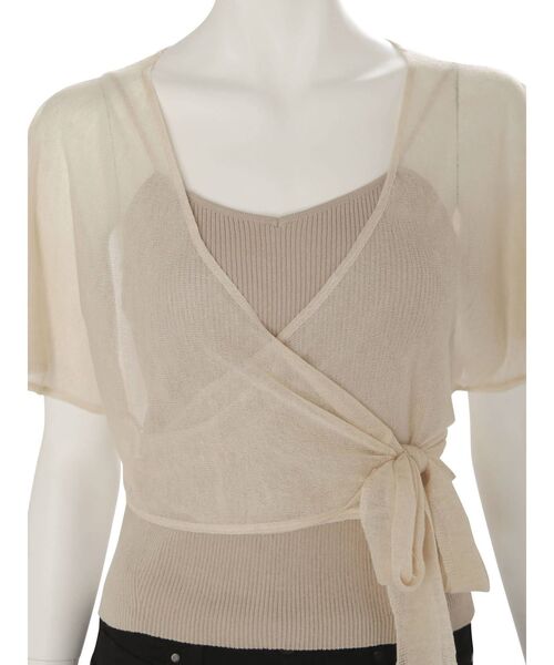 MERCURYDUO（マーキュリーデュオ）の「インナーキャミ付シアーカシュクールニット（ニット/セーター・レディース・ベージュ/ブラウン・FREE）」の13枚目の写真