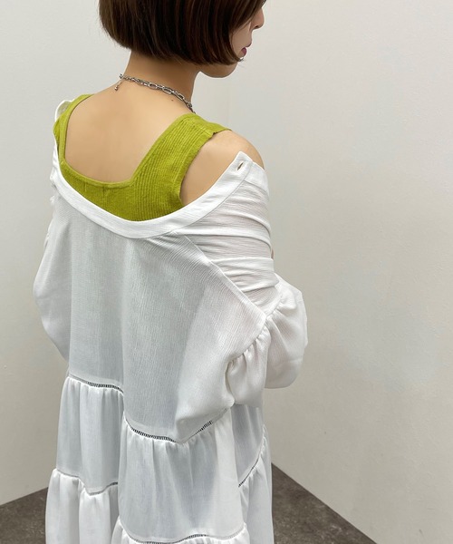 apres jour mignon（アプレジュールミニョン）の「スクエアネックニットタンク【ZOZOTOWN限定アイテム】（タンクトップ・レディース・ブラック/アイボリー/グリーン系その他/オレンジ系その他/ライトベージュ・フリー/X-LARGE）」の21枚目の写真