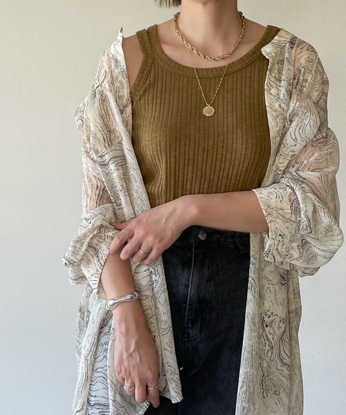 y/m by misato（イムバイミサト）の「片割れリブタンク（タンクトップ・レディース・ブラック/オフホワイト/モカ/イエロー系その他・FREE）」の8枚目の写真