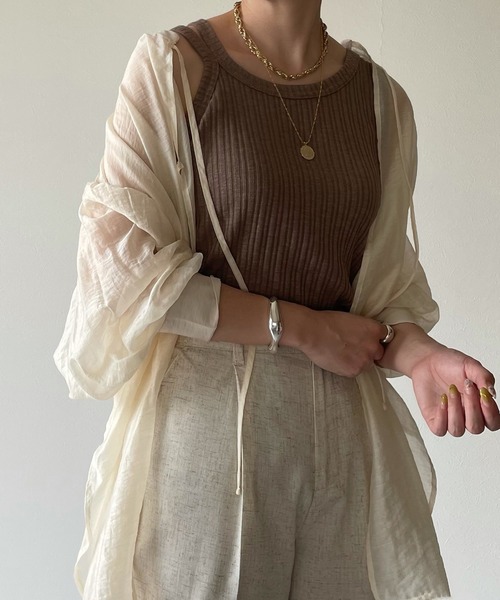 y/m by misato（イムバイミサト）の「片割れリブタンク（タンクトップ・レディース・ブラック/オフホワイト/モカ/イエロー系その他・FREE）」の20枚目の写真