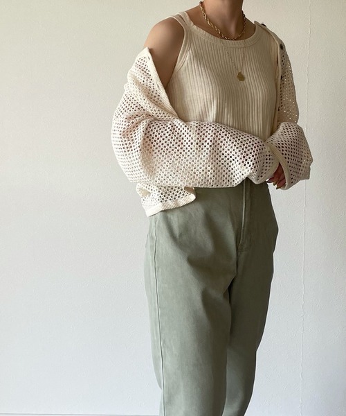 y/m by misato（イムバイミサト）の「片割れリブタンク（タンクトップ・レディース・ブラック/オフホワイト/モカ/イエロー系その他・FREE）」の5枚目の写真