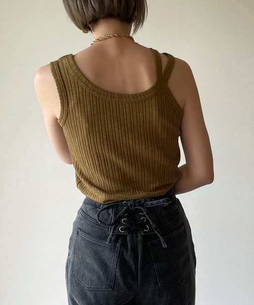 y/m by misato（イムバイミサト）の「片割れリブタンク（タンクトップ・レディース・ブラック/オフホワイト/モカ/イエロー系その他・FREE）」の12枚目の写真