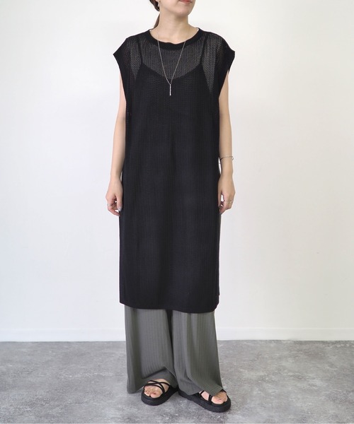 Riberry（リベリー）の「メッシュロングベスト（ベスト・レディース・ブラック/ベージュ/ブラウン/キャメル・MEDIUM）」の7枚目の写真